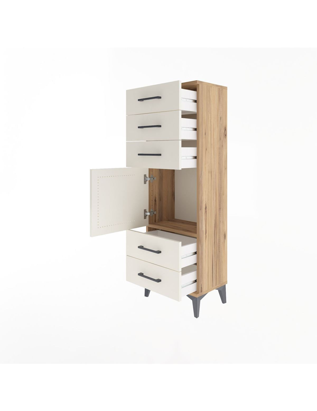 Arges Dolap Tek Raflı 5 Çekmeceli Tek Kapaklı 44x30x134 - S16M078V7A