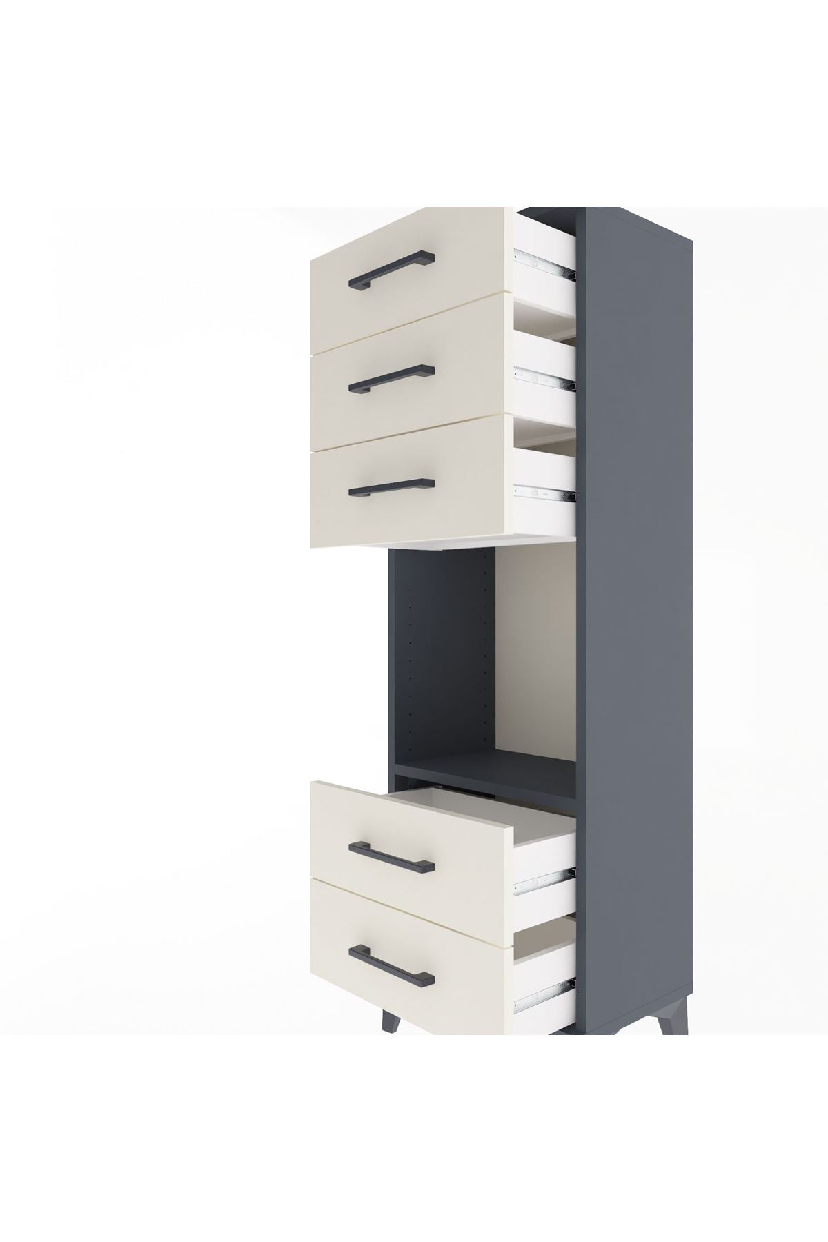 Arges Dolap Tek Raflı 5 Çekmeceli 44x30x134 Antrasit-Aytaşı