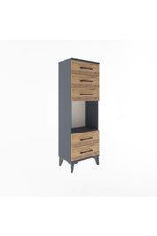 Arges Dolap Tek Raflı 5 Çekmeceli 44x30x134 Antrasit-Çam