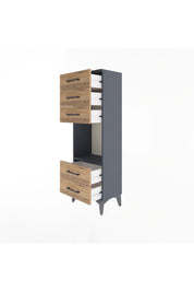 Arges Dolap Tek Raflı 5 Çekmeceli 44x30x134 Antrasit-Çam