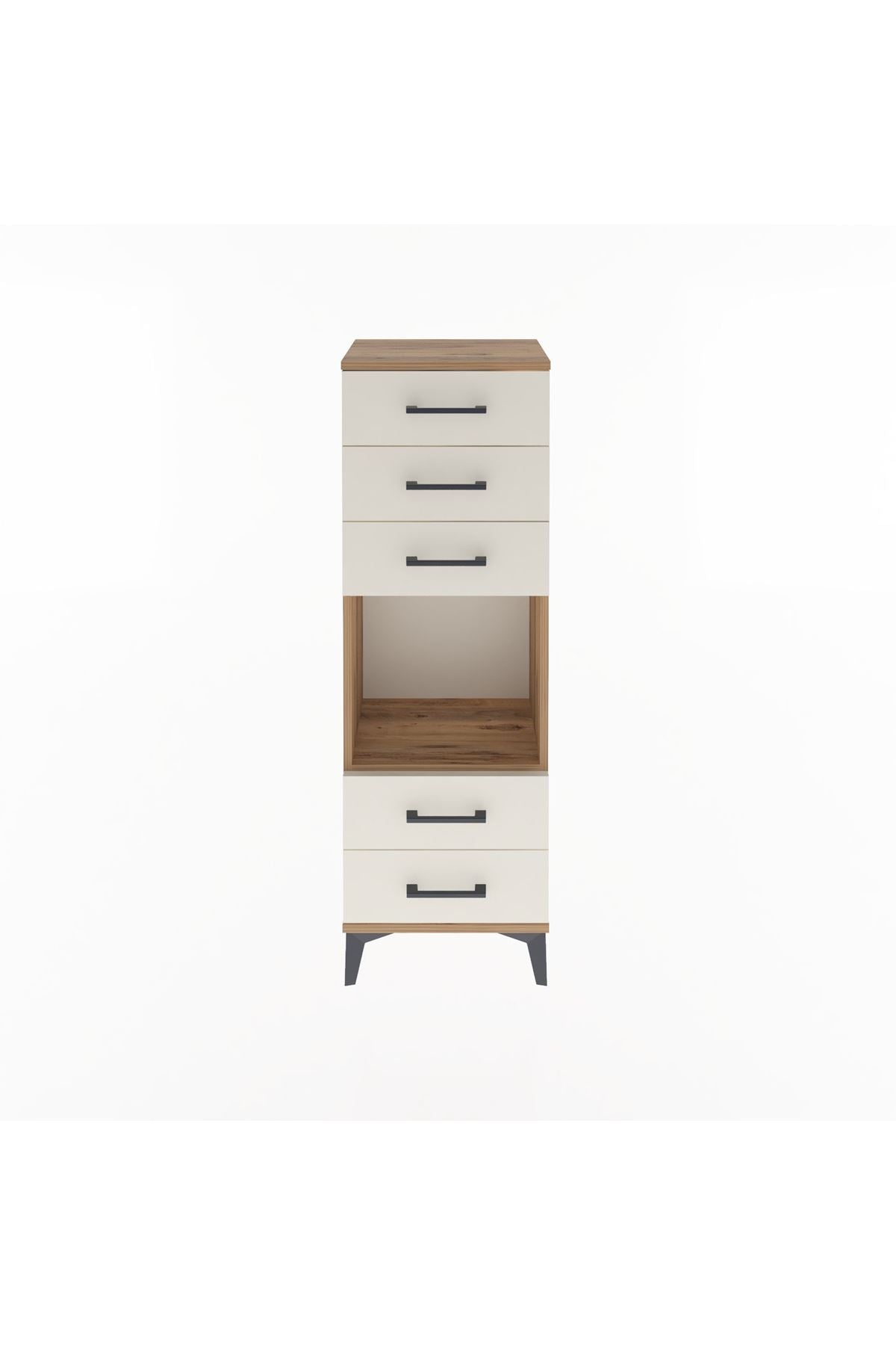 Arges Dolap Tek Raflı 5 Çekmeceli 44x30x134 Çam-Aytaşı