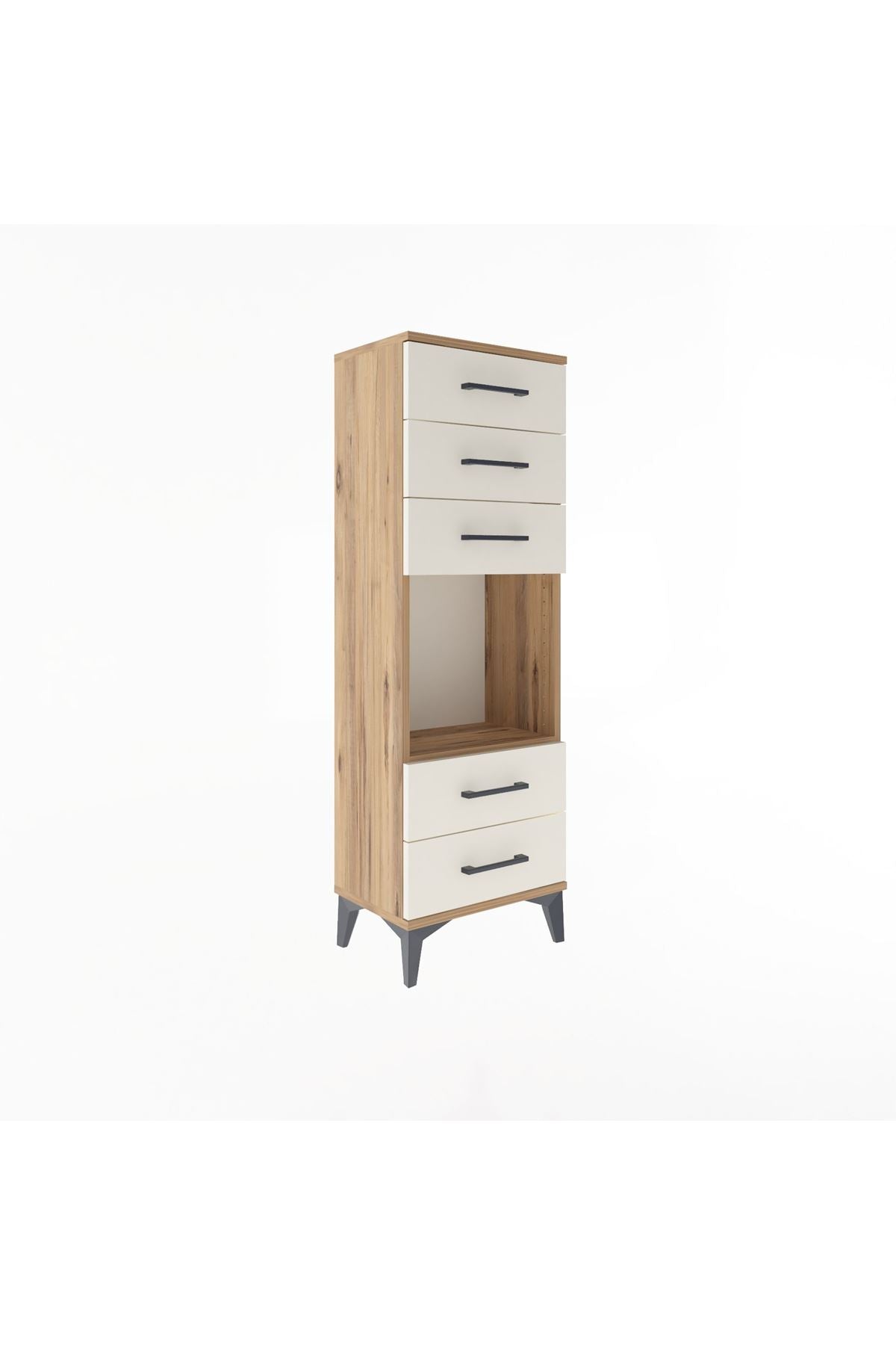 Arges Dolap Tek Raflı 5 Çekmeceli 44x30x134 Çam-Aytaşı