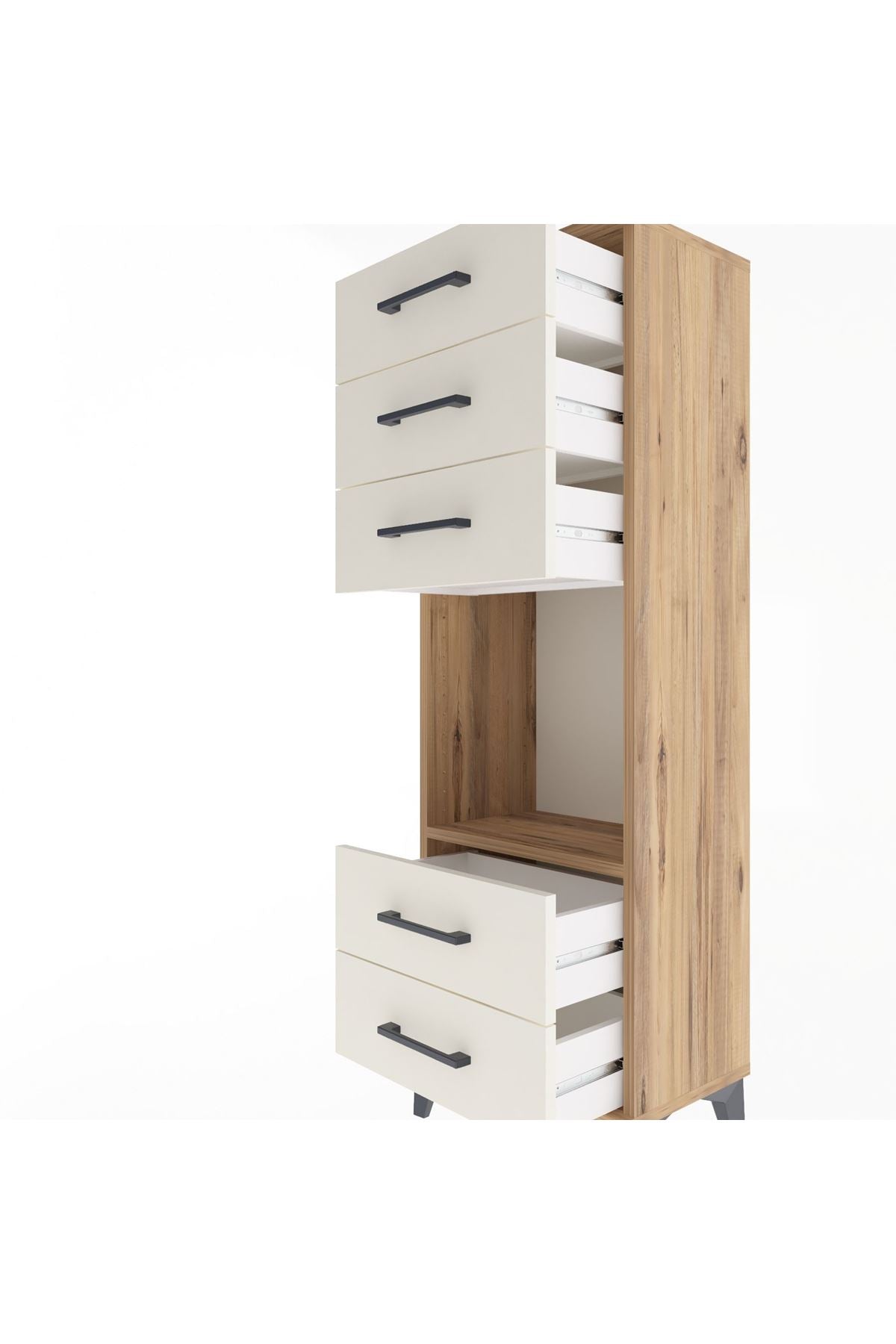 Arges Dolap Tek Raflı 5 Çekmeceli 44x30x134 Çam-Aytaşı