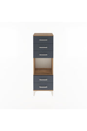 Arges Dolap Tek Raflı 5 Çekmeceli 44x30x134 Çam-Antrasit