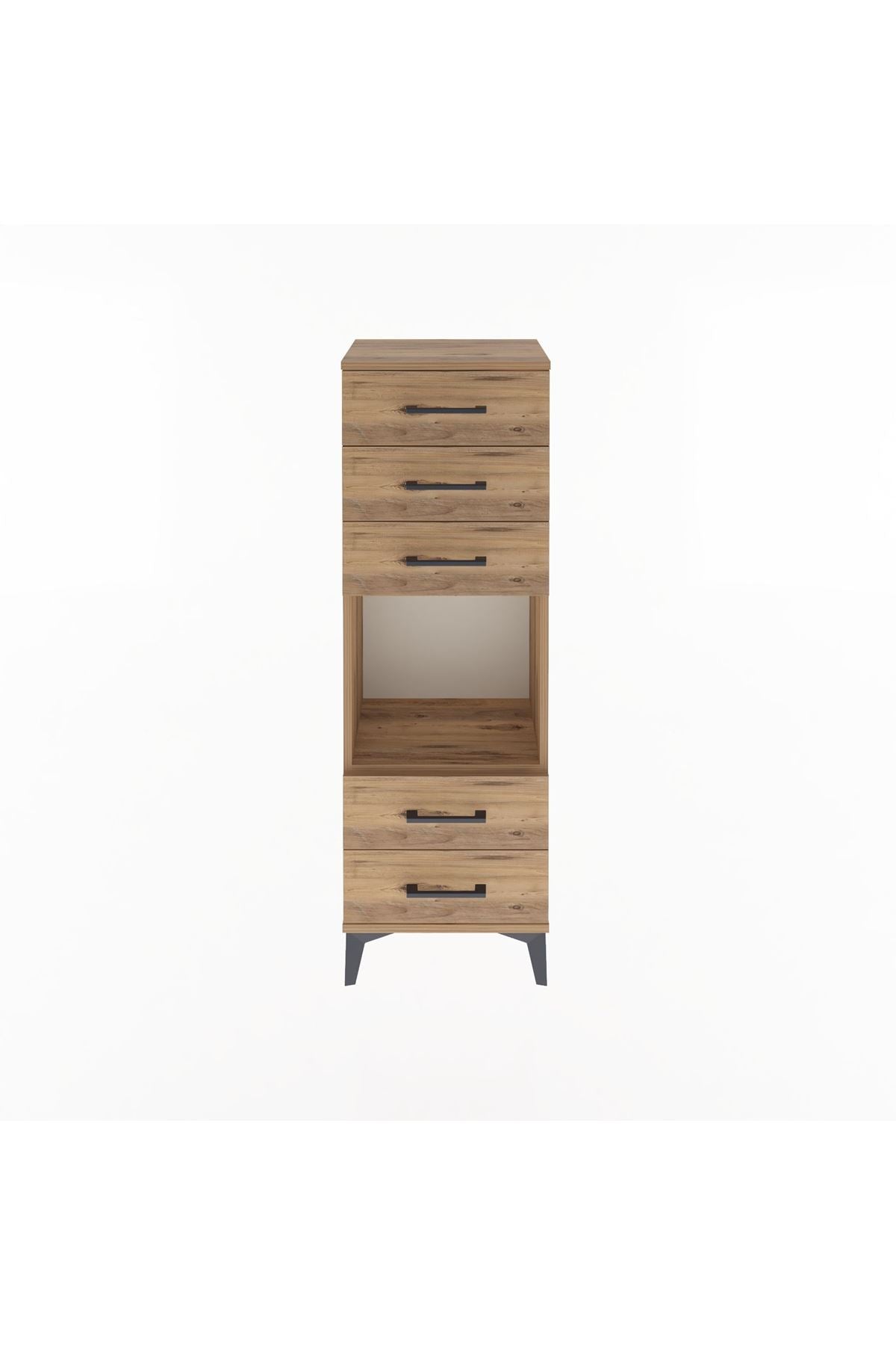 Arges Dolap Tek Raflı 5 Çekmeceli 44x30x134 Çam-Çam