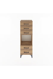 Arges Dolap Tek Raflı 5 Çekmeceli 44x30x134 Çam-Çam