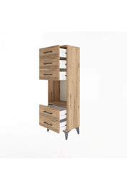 Arges Dolap Tek Raflı 5 Çekmeceli 44x30x134 Çam-Çam