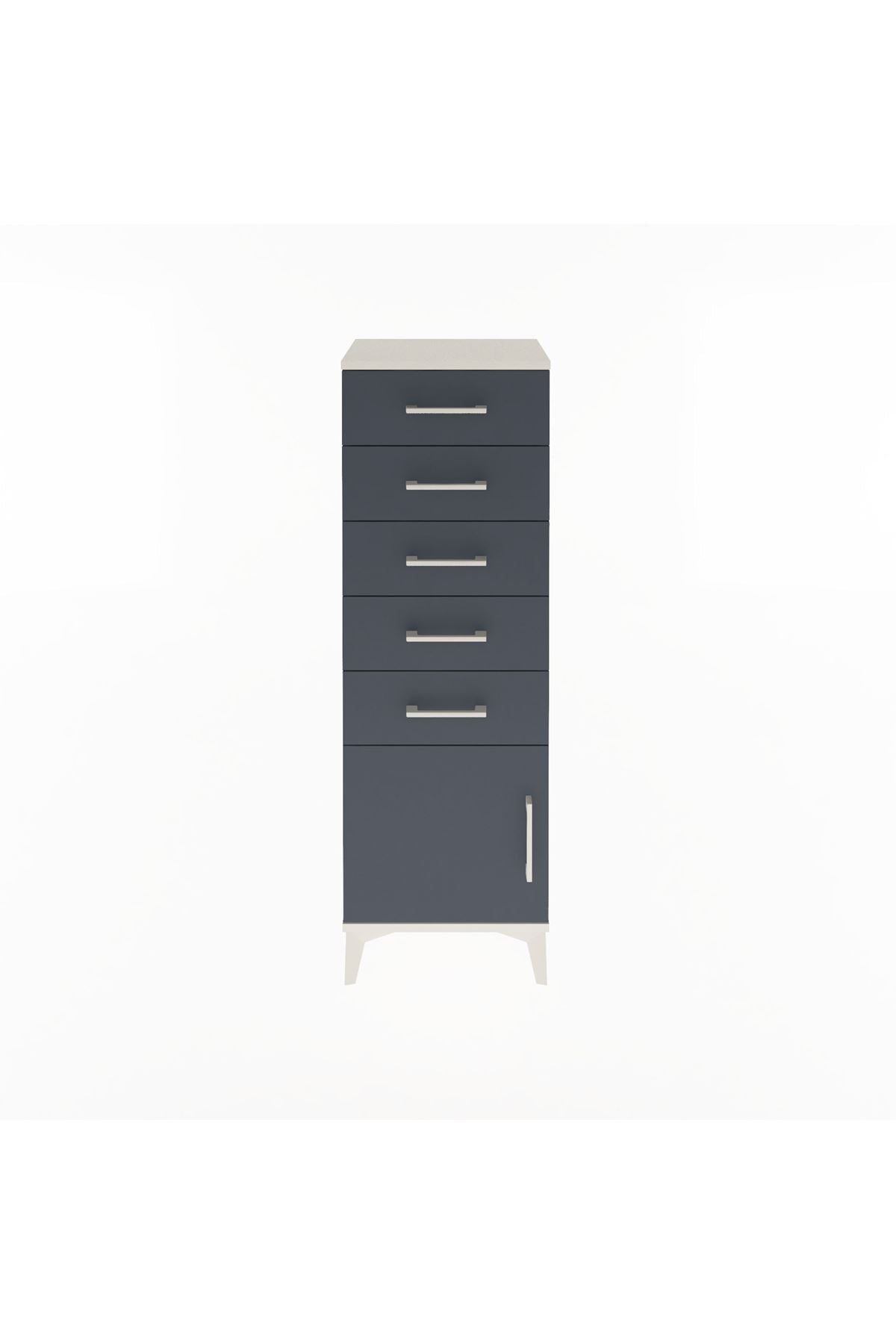 Arges Dolap 5 Çekmeceli Tek Kapaklı 44x30x134 Aytaşı-Antrasit