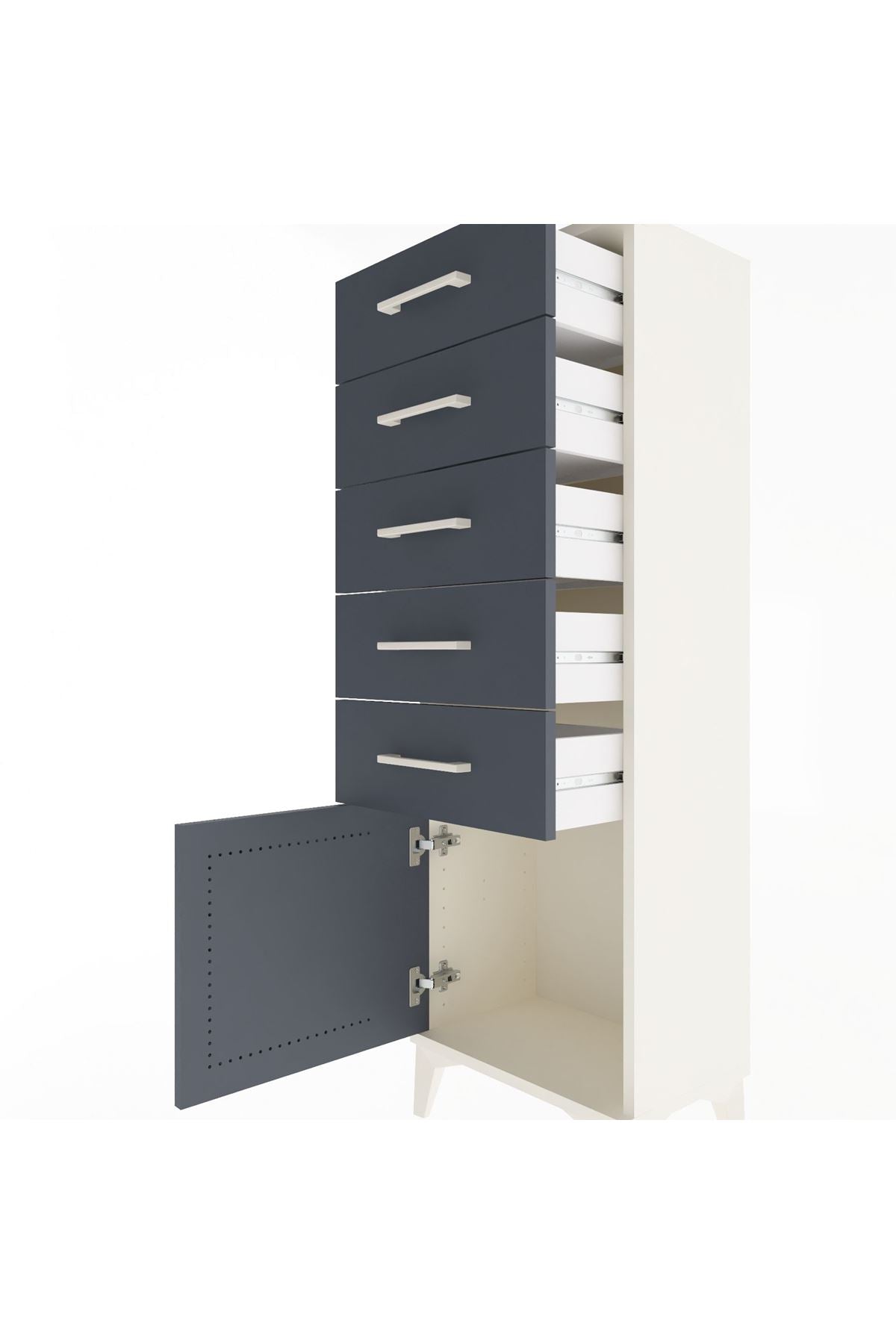 Arges Dolap 5 Çekmeceli Tek Kapaklı 44x30x134 Aytaşı-Antrasit