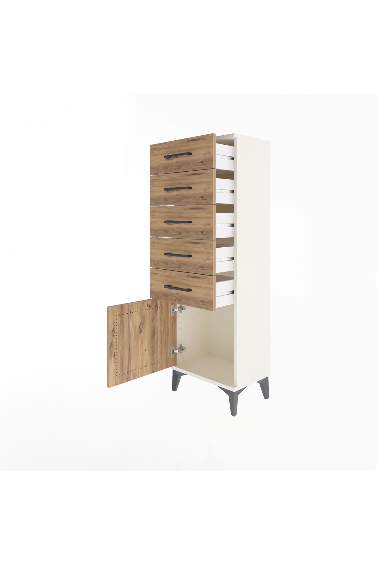 Arges Dolap 5 Çekmeceli Tek Kapaklı 44x30x134 Aytaşı-Çam