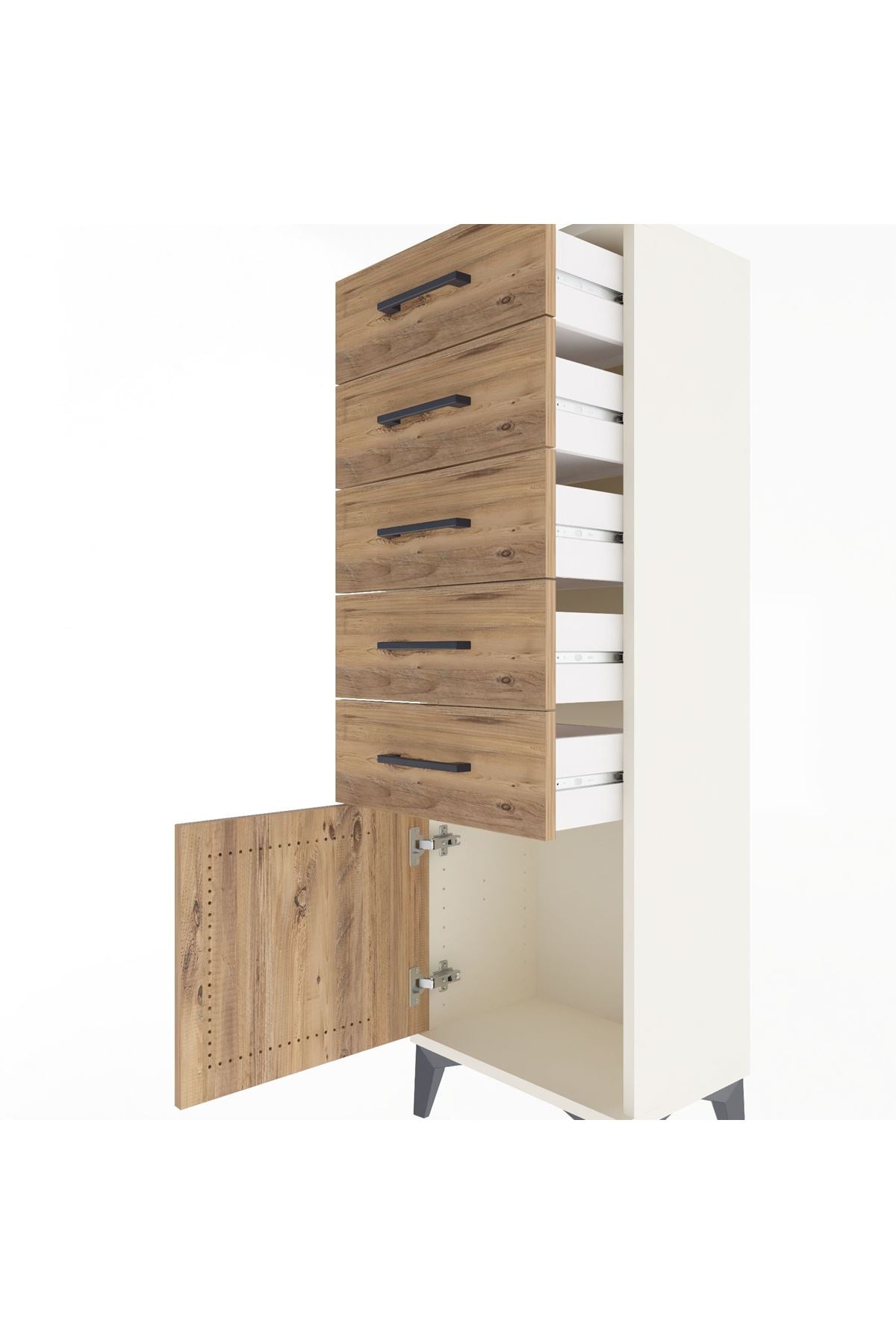 Arges Dolap 5 Çekmeceli Tek Kapaklı 44x30x134 Aytaşı-Çam