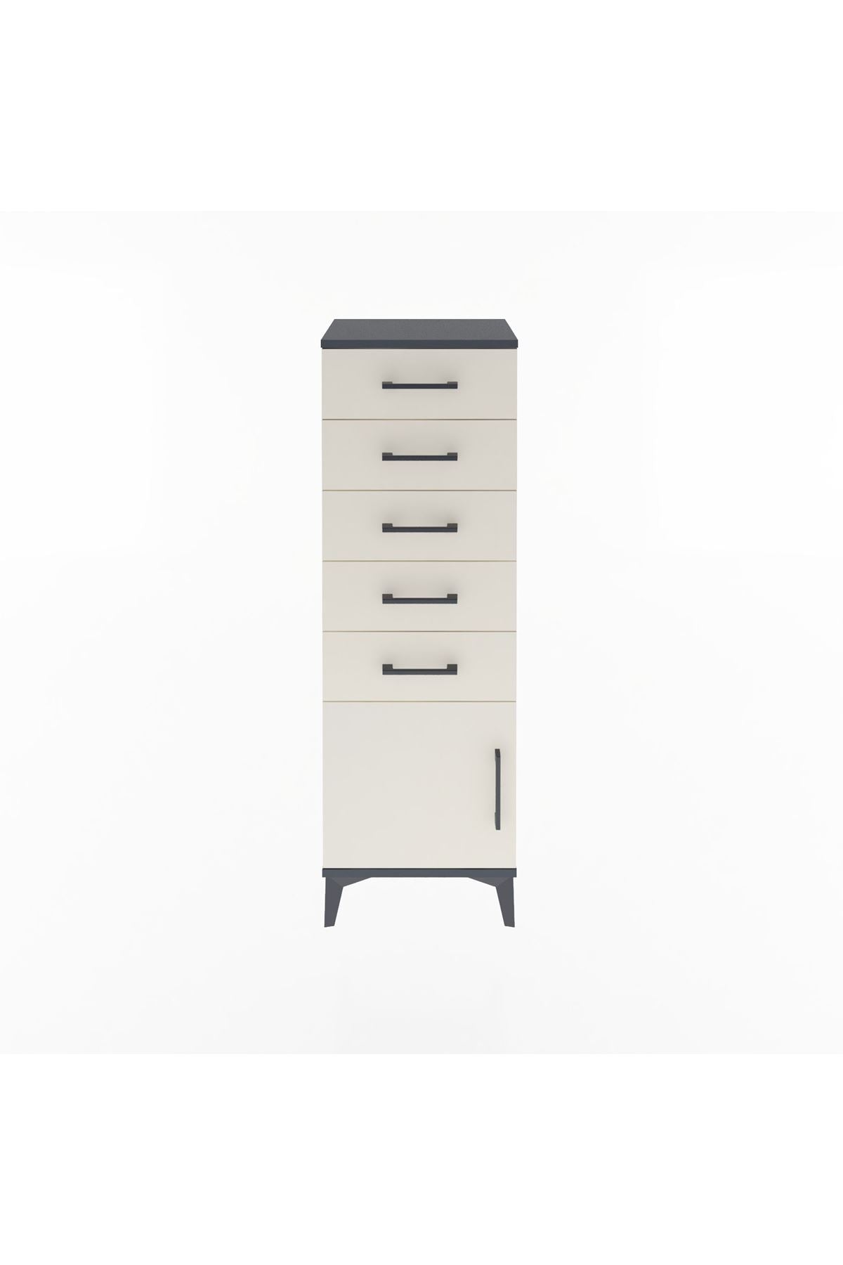 Arges Dolap 5 Çekmeceli Tek Kapaklı 44x30x134 Antrasit-Aytaşı
