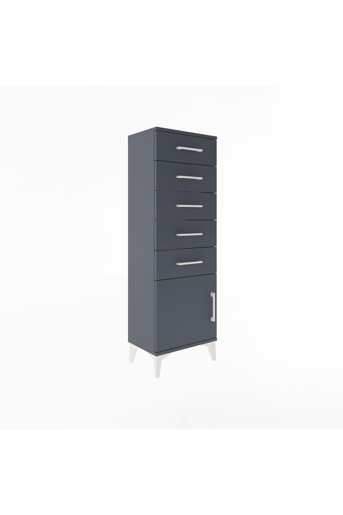 Arges Dolap 5 Çekmeceli Tek Kapaklı 44x30x134 Antrasit-Antrasit