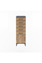 Arges Dolap 5 Çekmeceli Tek Kapaklı 44x30x134 Antrasit-Çam