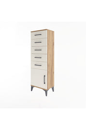 Arges Dolap 5 Çekmeceli Tek Kapaklı 44x30x134 Çam-Aytaşı