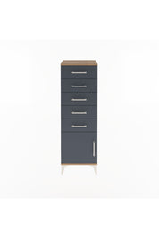 Arges Dolap 5 Çekmeceli Tek Kapaklı 44x30x134 Çam-Antrasit