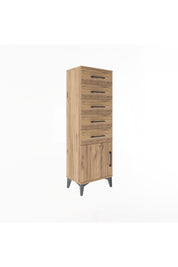 Arges Dolap 5 Çekmeceli Tek Kapaklı 44x30x134 Çam-Çam