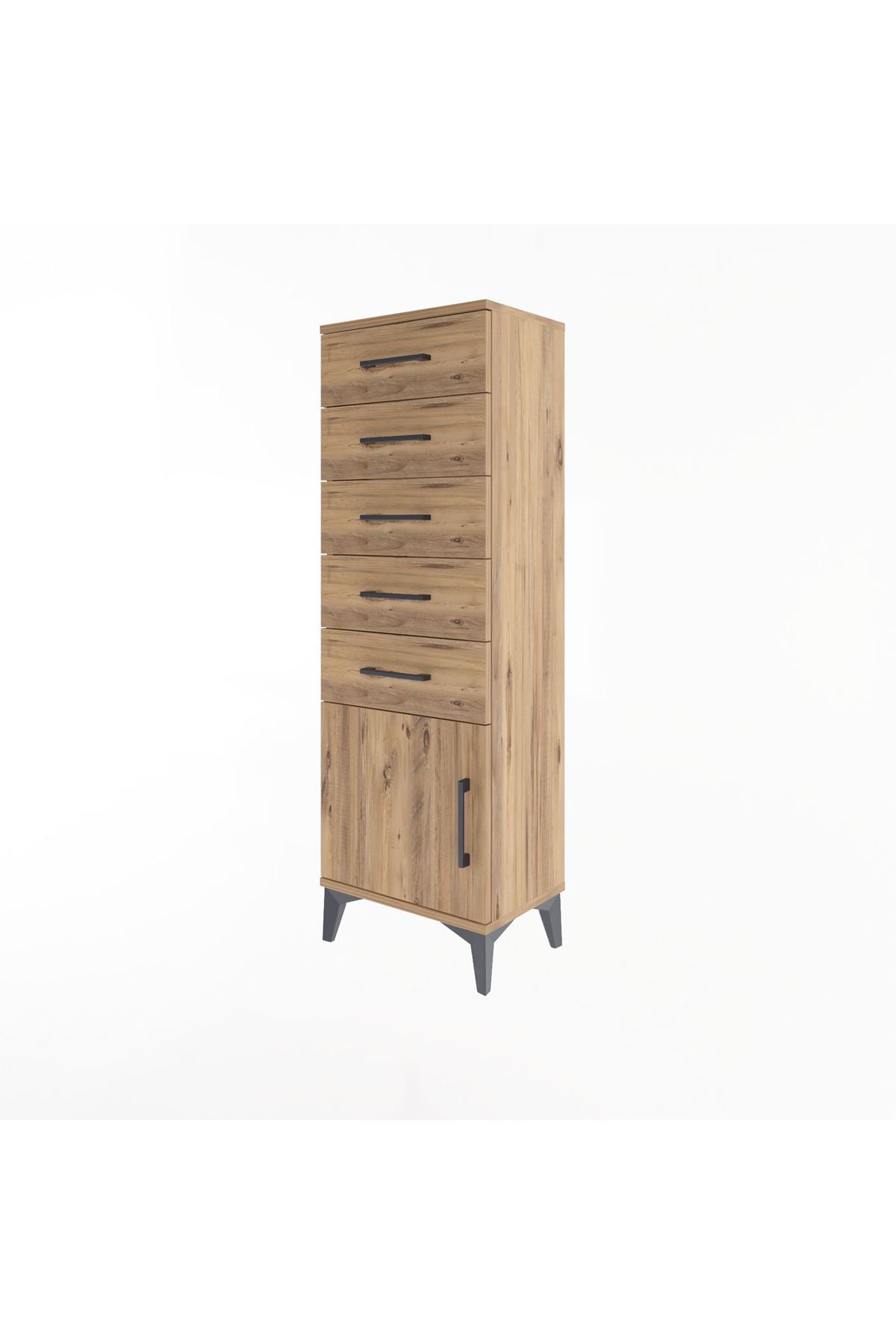 Arges Dolap 5 Çekmeceli Tek Kapaklı 44x30x134 Çam-Çam