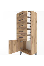 Arges Dolap 5 Çekmeceli Tek Kapaklı 44x30x134 Çam-Çam