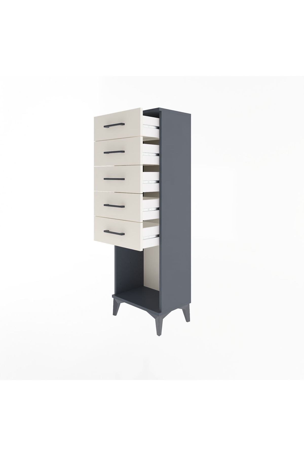 Arges Dolap 5 Çekmeceli 44x30x134 Antrasit-Aytaşı