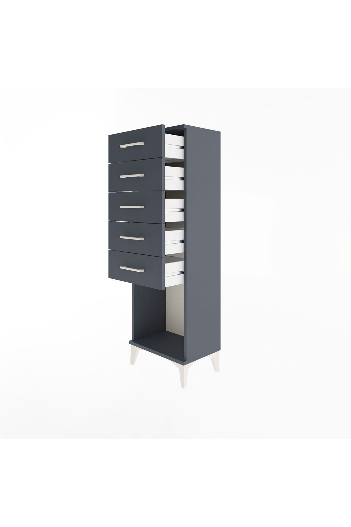 Arges Dolap 5 Çekmeceli 44x30x134 Antrasit-Antrasit