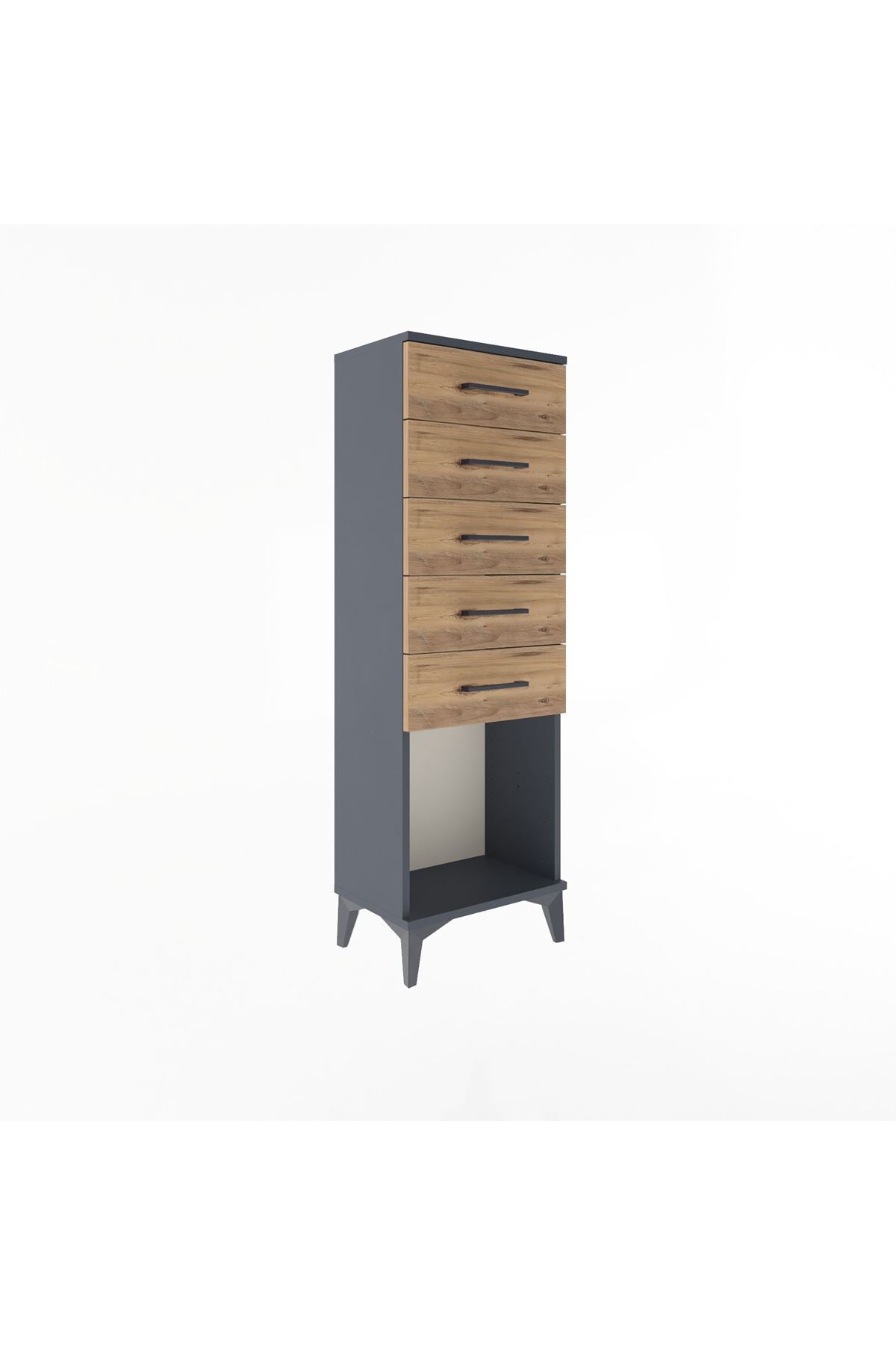 Arges Dolap 5 Çekmeceli 44x30x134 Antrasit-Çam