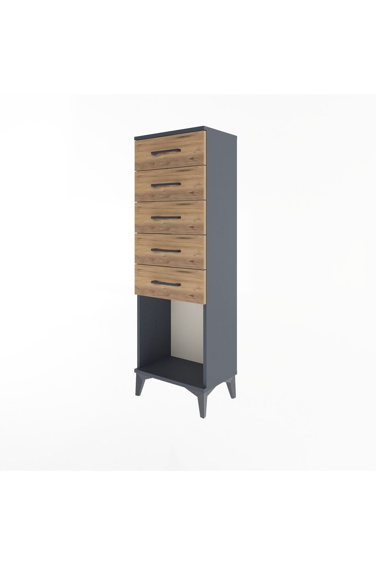 Arges Dolap 5 Çekmeceli 44x30x134 Antrasit-Çam