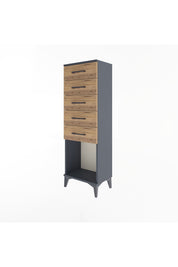 Arges Dolap 5 Çekmeceli 44x30x134 Antrasit-Çam