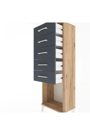 Arges Dolap 5 Çekmeceli 44x30x134 Çam-Antrasit
