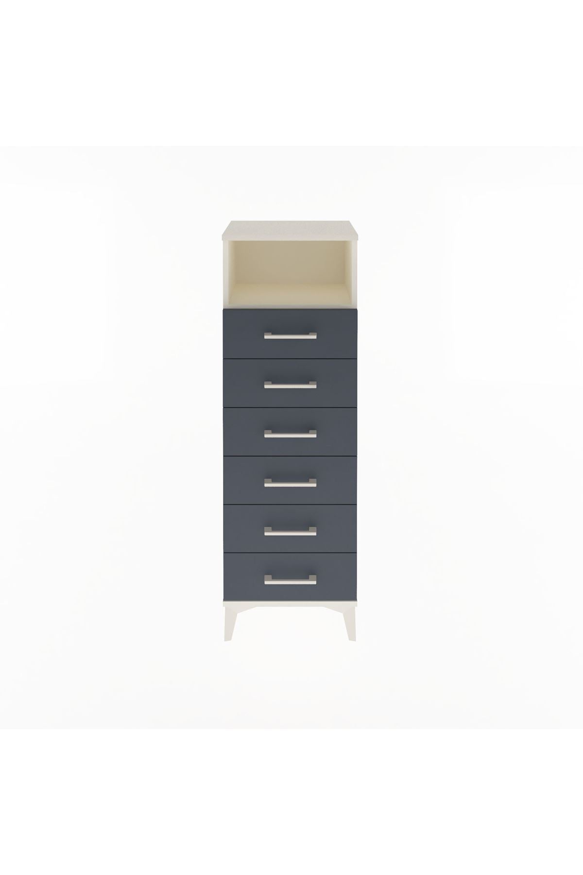 Arges Dolap Tek Raflı 6 Çekmeceli 44x30x134 Aytaşı-Antrasit