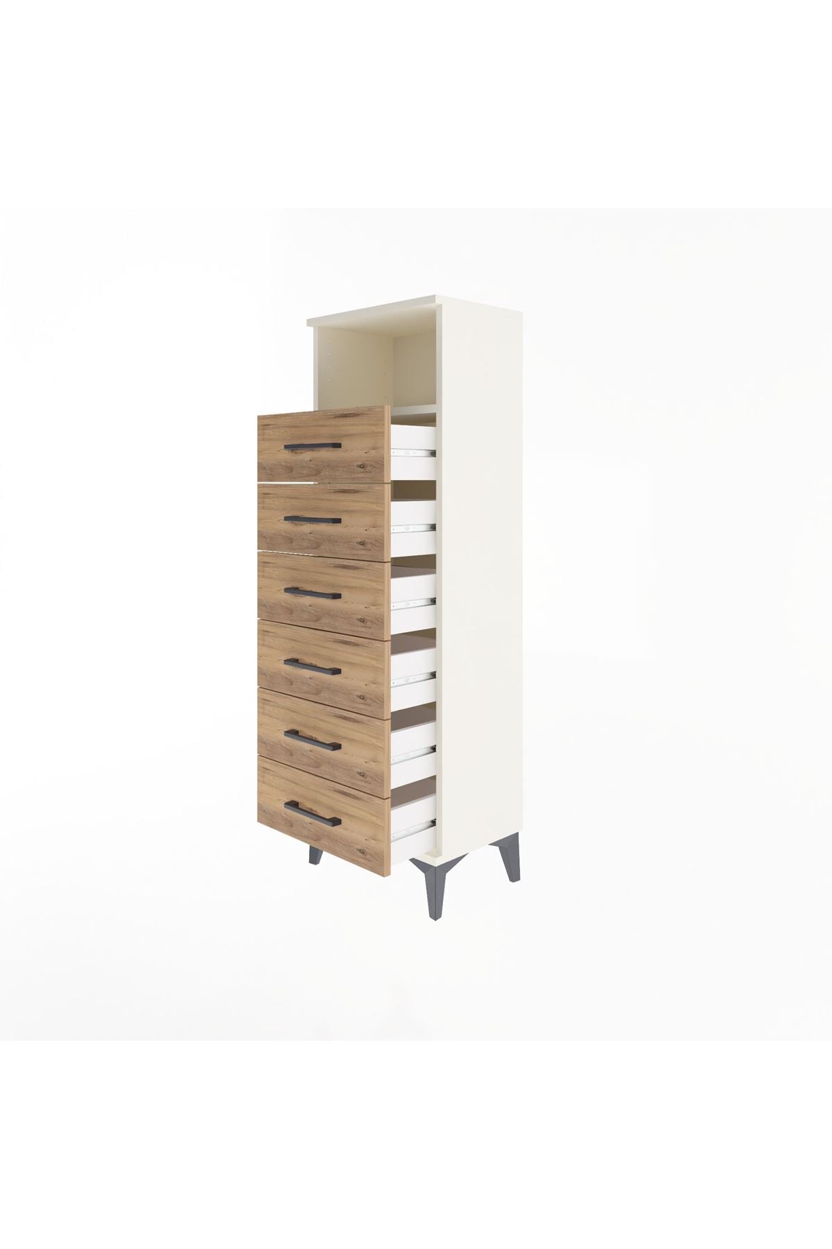 Arges Dolap Tek Raflı 6 Çekmeceli 44x30x134 Aytaşı-Çam