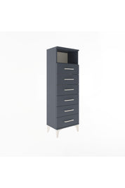 Arges Dolap Tek Raflı 6 Çekmeceli 44x30x134 Antrasit-Antrasit
