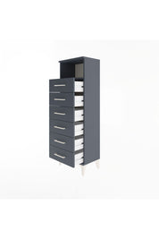 Arges Dolap Tek Raflı 6 Çekmeceli 44x30x134 Antrasit-Antrasit