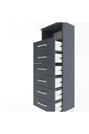 Arges Dolap Tek Raflı 6 Çekmeceli 44x30x134 Antrasit-Antrasit