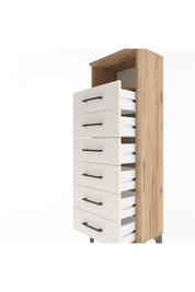 Arges Dolap Tek Raflı 6 Çekmeceli 44x30x134 Çam-Aytaşı