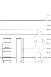 Arges Dolap Tek Raflı 6 Çekmeceli 44x30x134 Çam-Antrasit