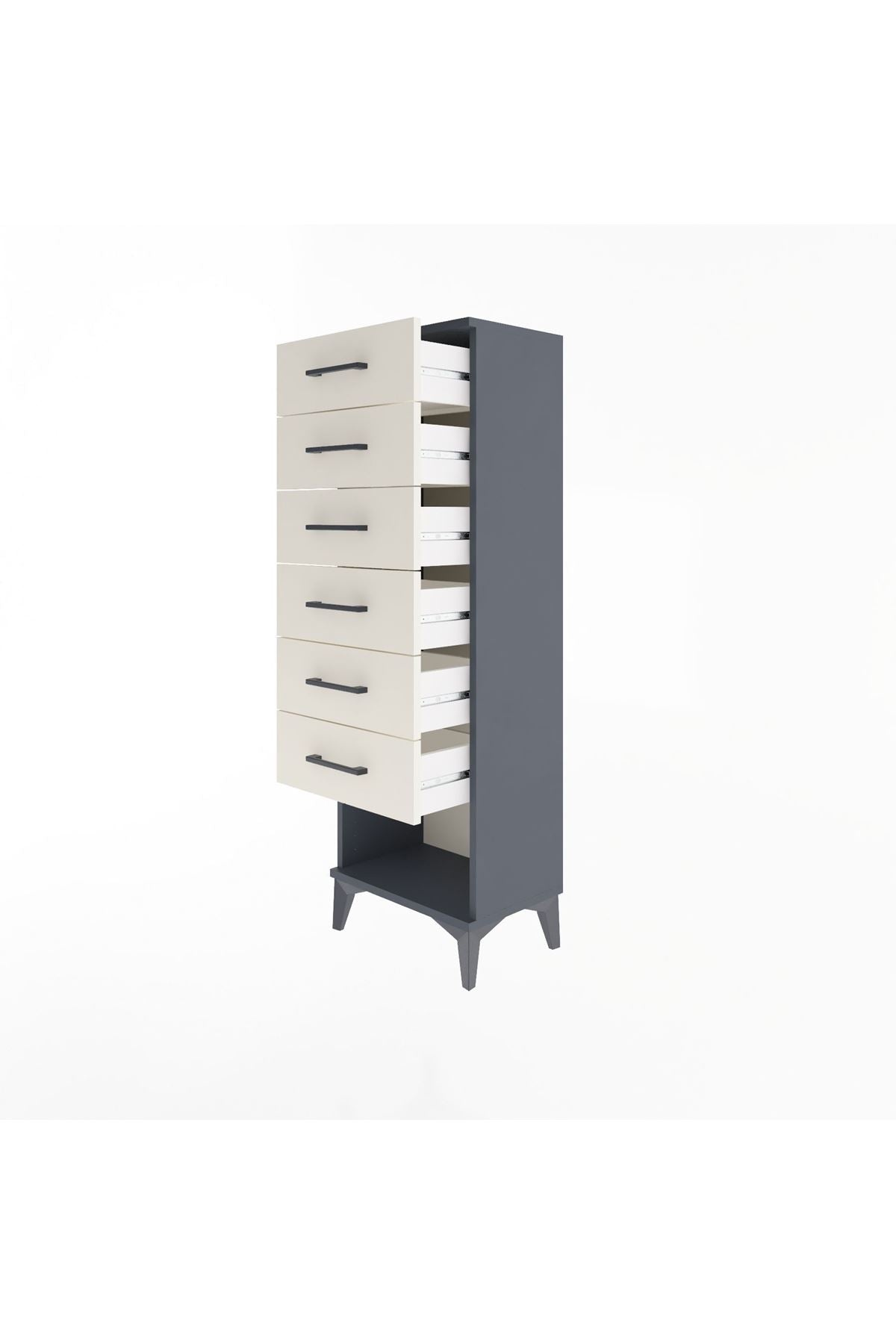 Arges Dolap 6 Çekmeceli 44x30x134 Antrasit-Aytaşı