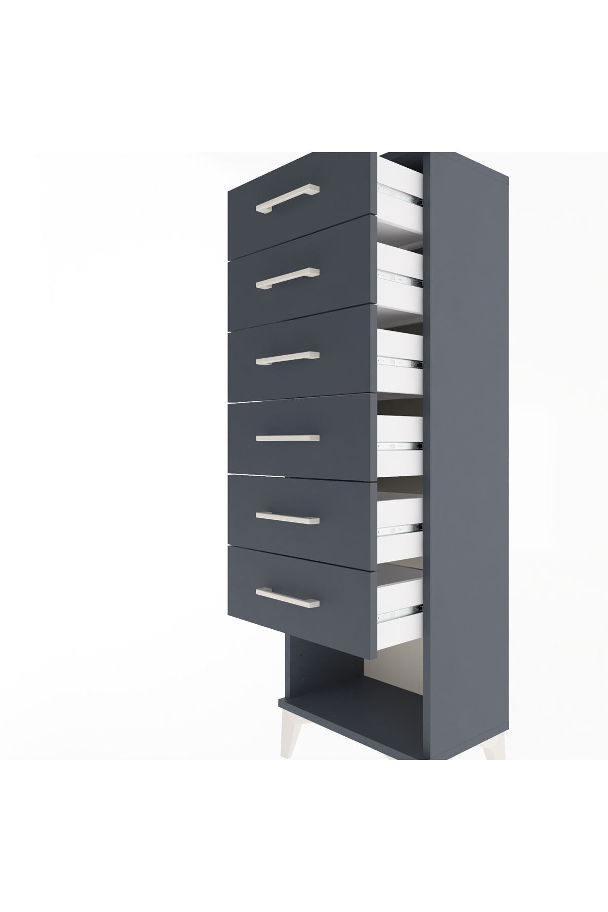 Arges Dolap 6 Çekmeceli 44x30x134 Antrasit-Antrasit