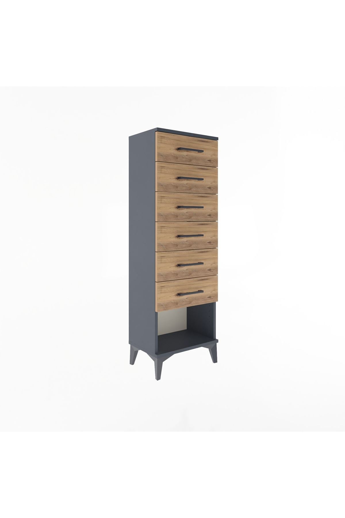 Arges Dolap 6 Çekmeceli 44x30x134 Antrasit-Çam