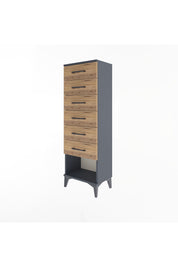 Arges Dolap 6 Çekmeceli 44x30x134 Antrasit-Çam