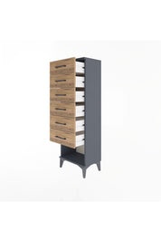 Arges Dolap 6 Çekmeceli 44x30x134 Antrasit-Çam