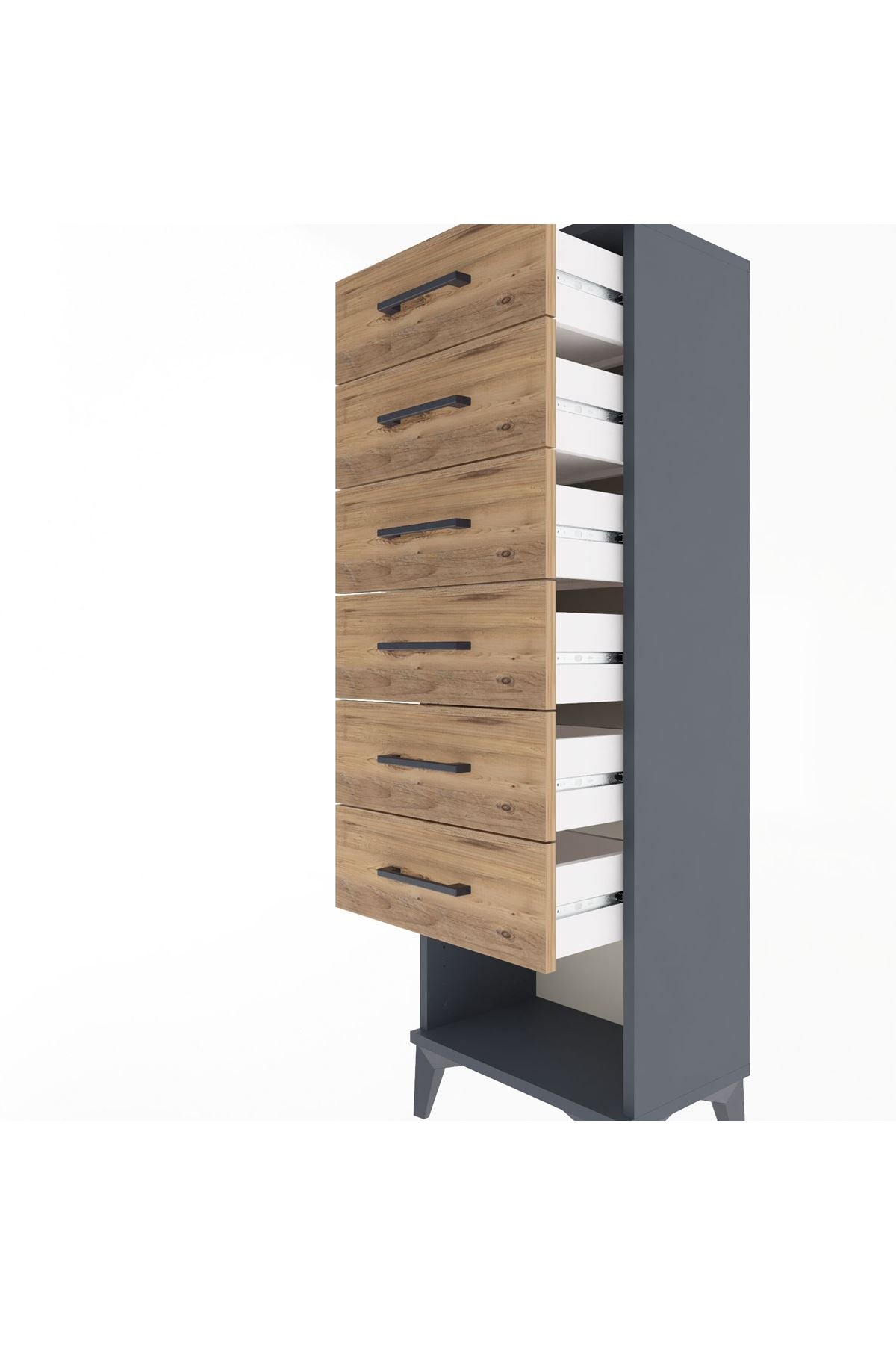 Arges Dolap 6 Çekmeceli 44x30x134 Antrasit-Çam