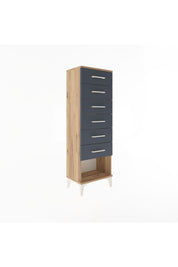 Arges Dolap 6 Çekmeceli 44x30x134 Çam-Antrasit