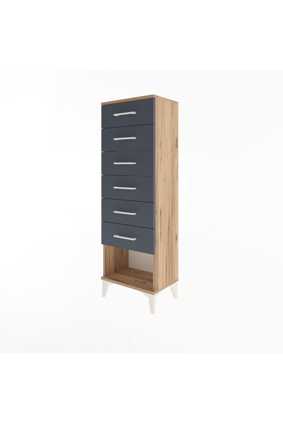 Arges Dolap 6 Çekmeceli 44x30x134 Çam-Antrasit