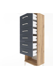 Arges Dolap 6 Çekmeceli 44x30x134 Çam-Antrasit