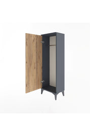Arges Dolap Tek Kapaklı Tek Askılı 44x30x134 Antrasit-Çam