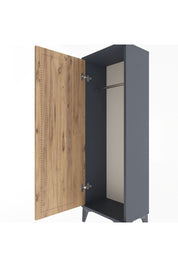 Arges Dolap Tek Kapaklı Tek Askılı 44x30x134 Antrasit-Çam