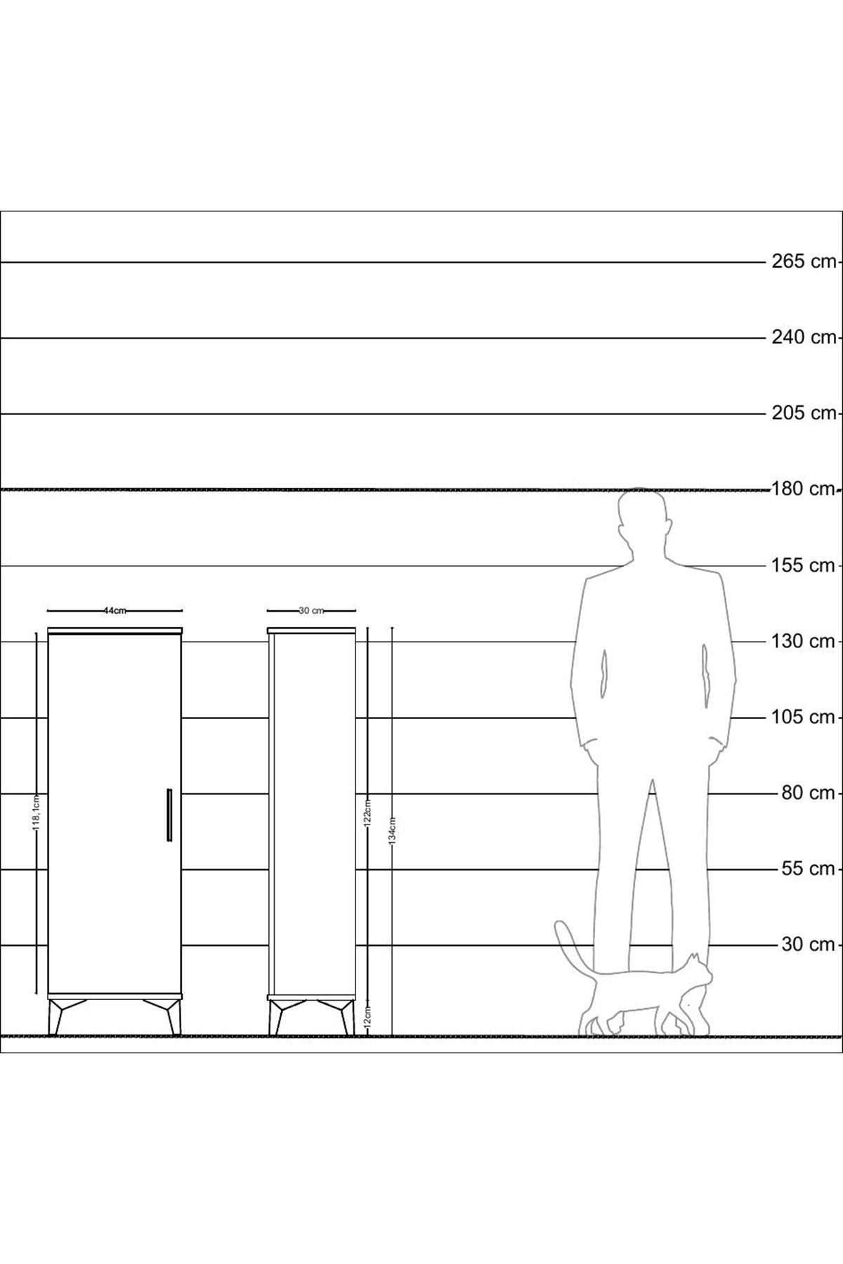 Arges Dolap Tek Kapaklı Tek Askılı 44x30x134 Çam-Antrasit