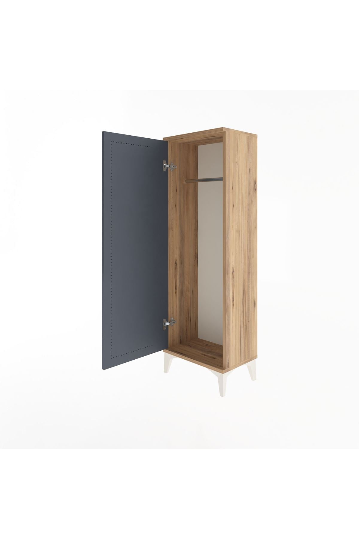 Arges Dolap Tek Kapaklı Tek Askılı 44x30x134 Çam-Antrasit