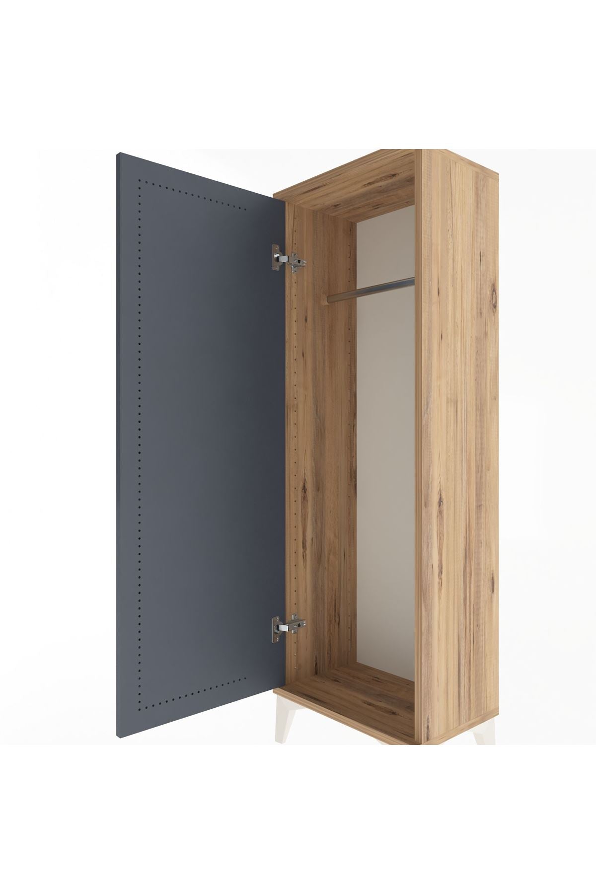 Arges Dolap Tek Kapaklı Tek Askılı 44x30x134 Çam-Antrasit